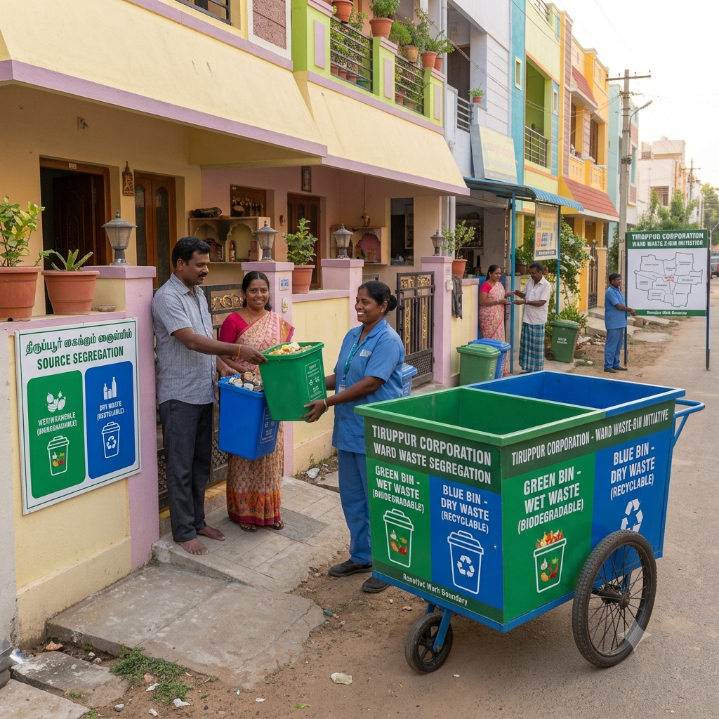Tiruppur Corporation (Zones 3 and 4) - Colour-Coded Household Waste Bins